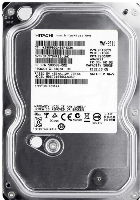 Hd Sata Hitachi 500Gb 7.2K 3.5 Hds721050Cla362 0F10381 - HD